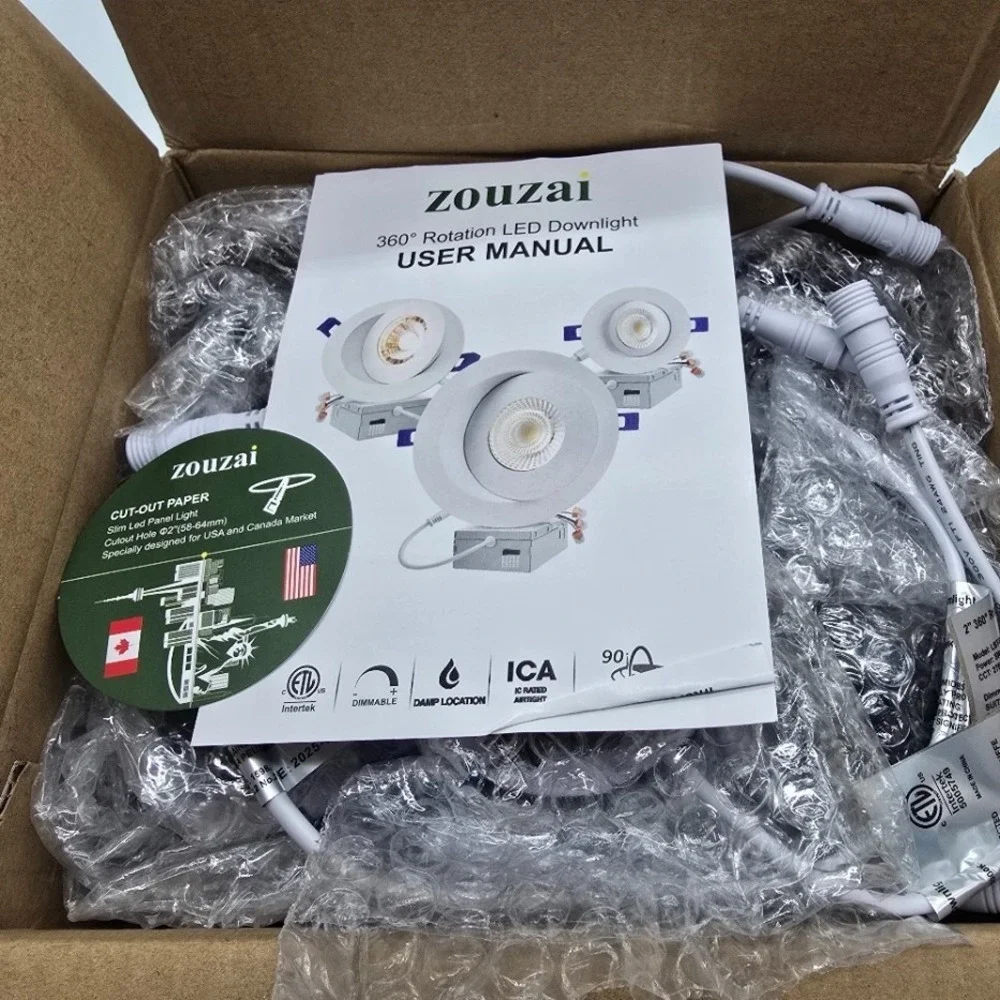 Zouzai 2in Gimbal‎ LED Recessed Light Black 5CCT 5W 550LM 360° ETL 6 Pack
